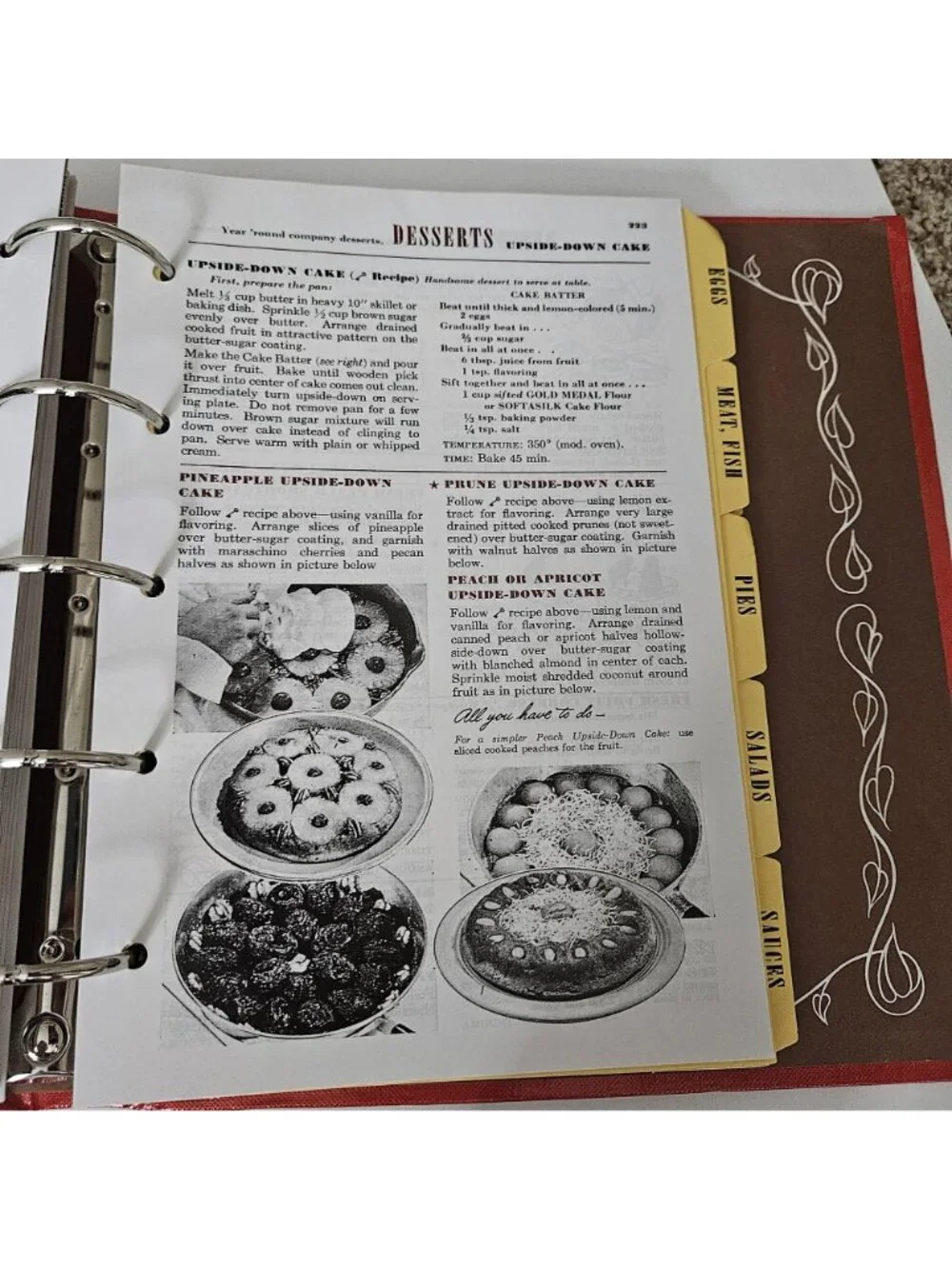 Vintage 1998 Betty Crocker Picture Cook Book Binder, Farmhouse MCM Mid-Century